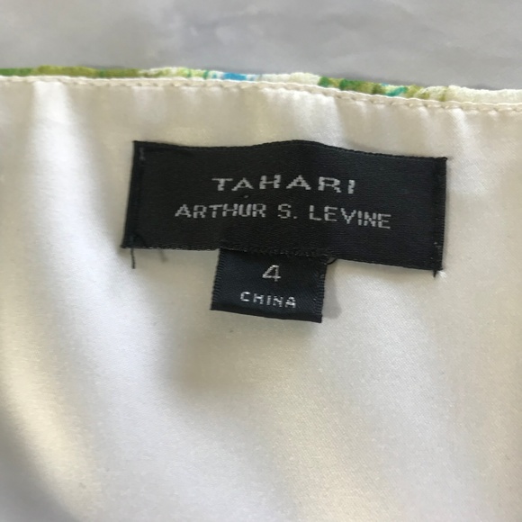 Tahari Arthur S Levine Green Watercolor Silk Dress - Picture 5 of 8